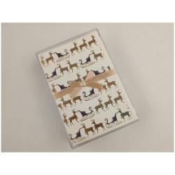 Rossi 1931 Christmas Double Card Sets 10/10 Reindeer Sleigh Gold/Blue 